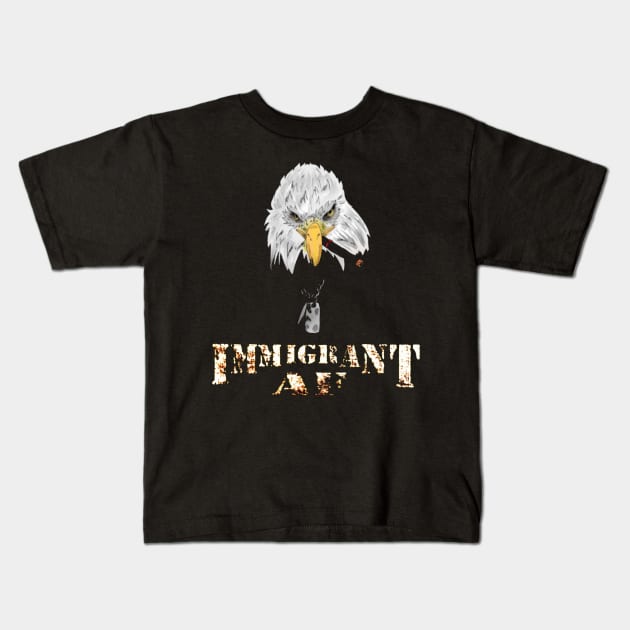 Immigrant AF Smoking Eagle Tee Kids T-Shirt by immigrantaf